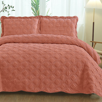 Velvet Embroidered Quilt Set - Orange ShopWithASmile7.com