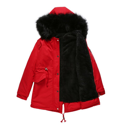 Parka Cotton-padded Coat Mid-length Hooded ShopWithASmile7.com