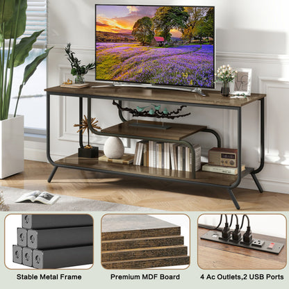 TV Cabinet With Power Socket And LED Lights
