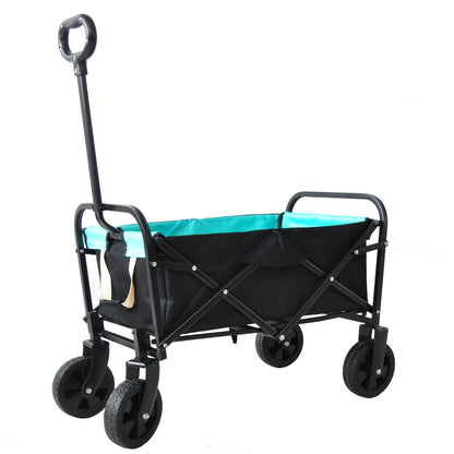 Folding Wagon Garden Shopping Beach Cart   Black Blue