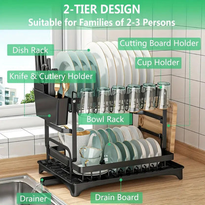 2nd Floor Large Kitchen Counter With Utensil Drying Rack, Equipped With Drainage Board, Prohibited From Sale On Temu Platform, Not Shipped On Weekends ShopWithASmile7.com
