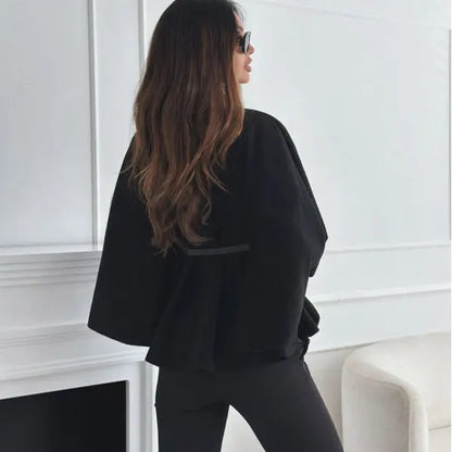 New Stand Collar Batwing Sleeves Cloak Top With Belt Ins Fashion Temperament Jacket Woolen Sweater Outwear For Women Clothing My Store