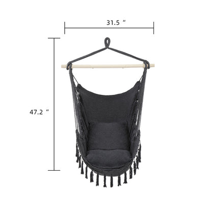 Galvanized Pipe Cut Gray Fringe Cushion Hanging Chair Polyester Cotton Belt 2pcs Cushion