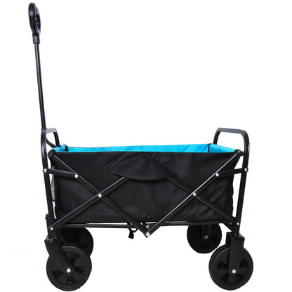 Folding Wagon Garden Shopping Beach Cart   Black Blue