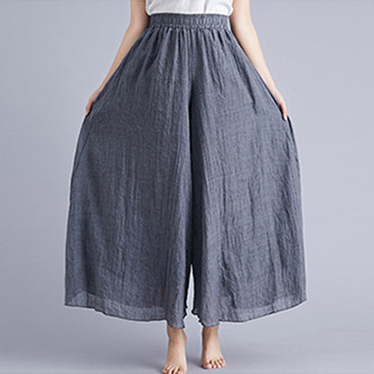 Elegant A-line Elastic Waist Big Trousers Wide Leg Culottes Trendy