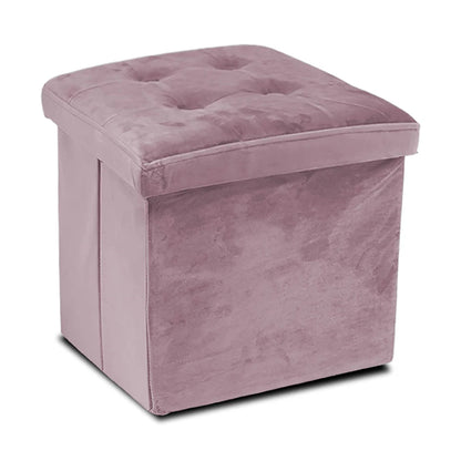 Greatoyar Puff Folding Storage Stool, Ottoman Bench Seat, Small Folding Tables, Toy Storage Box, Auxiliary Furniture, Bedroom Low Table, Velvet, 38X38X38 Cm, Blue/Gray/Black/Pink