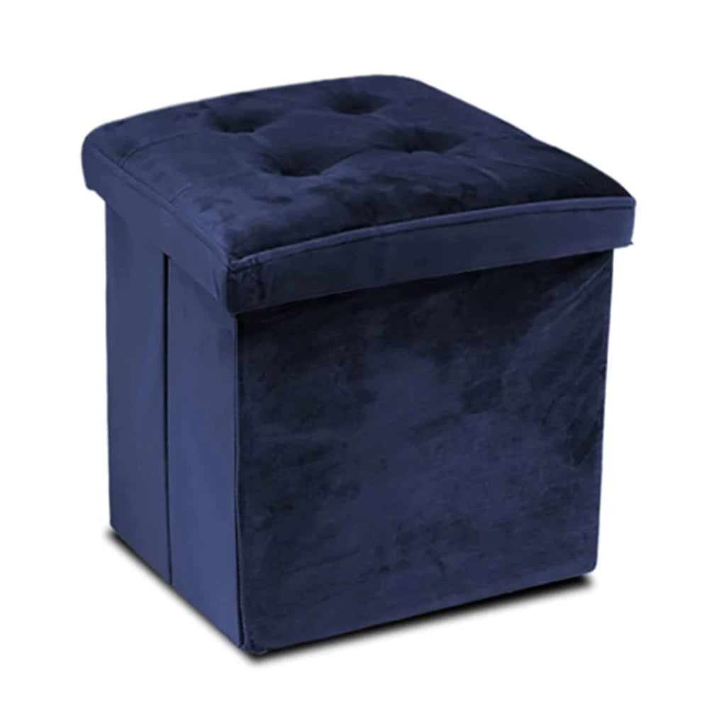 Greatoyar Puff Folding Storage Stool, Ottoman Bench Seat, Small Folding Tables, Toy Storage Box, Auxiliary Furniture, Bedroom Low Table, Velvet, 38X38X38 Cm, Blue/Gray/Black/Pink