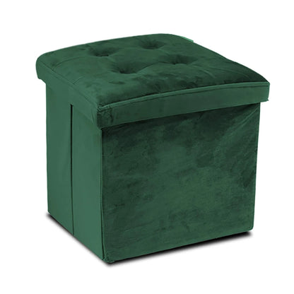 Greatoyar Puff Folding Storage Stool, Ottoman Bench Seat, Small Folding Tables, Toy Storage Box, Auxiliary Furniture, Bedroom Low Table, Velvet, 38X38X38 Cm, Blue/Gray/Black/Pink