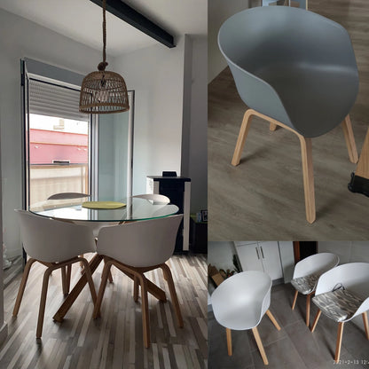 A Set of 4 Modern Dining Chairs, Retro-Designed Armchairs, High-Quality Wooden Legs, Suit for Dining Room Kitchen Living Room