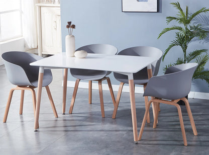 A Set of 4 Modern Dining Chairs, Retro-Designed Armchairs, High-Quality Wooden Legs, Suit for Dining Room Kitchen Living Room