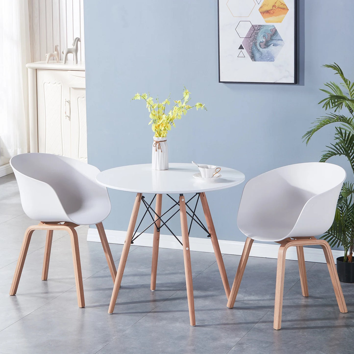 A Set of 4 Modern Dining Chairs, Retro-Designed Armchairs, High-Quality Wooden Legs, Suit for Dining Room Kitchen Living Room