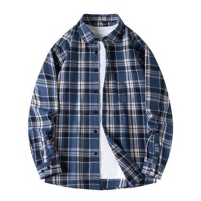 Retro Plaid Shirt Lapel Men's Long-sleeved Jacket ShopWithASmile7.com