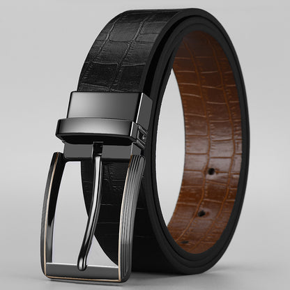 Advanced Texture Boys Trend Belt Rotatable Pin Buckle Two-color Double-sided Available ShopWithASmile7.com