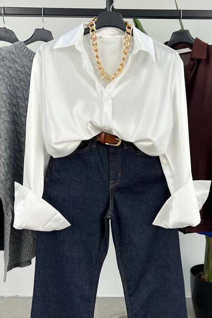 Single-breasted Long Sleeve Lapel Shirt Sexy Women Clothing ShopWithASmile7.com
