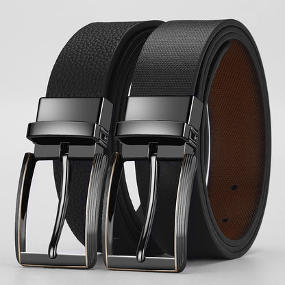 Advanced Texture Boys Trend Belt Rotatable Pin Buckle Two-color Double-sided Available ShopWithASmile7.com