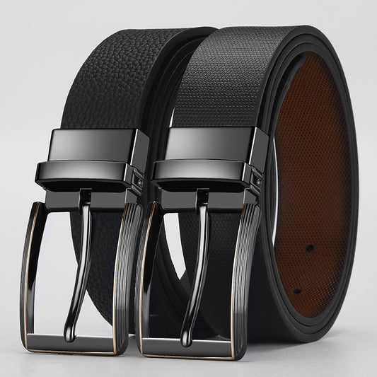 Advanced Texture Boys Trend Belt Rotatable Pin Buckle Two-color Double-sided Available ShopWithASmile7.com
