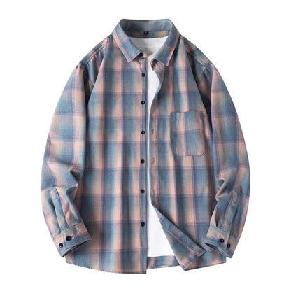 Retro Plaid Shirt Lapel Men's Long-sleeved Jacket ShopWithASmile7.com
