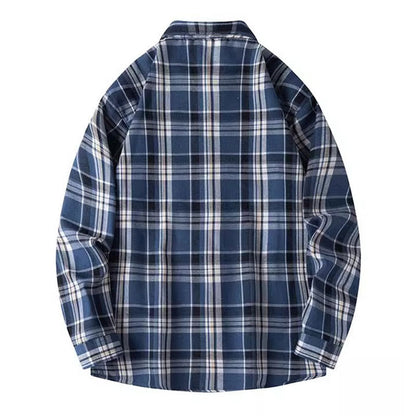 Retro Plaid Shirt Lapel Men's Long-sleeved Jacket ShopWithASmile7.com