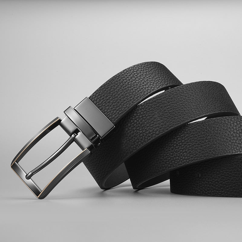 Advanced Texture Boys Trend Belt Rotatable Pin Buckle Two-color Double-sided Available ShopWithASmile7.com