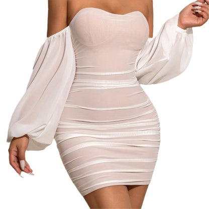 Sexy Off-neck Dress Long Sleeve Pullover Hip ShopWithASmile7.com