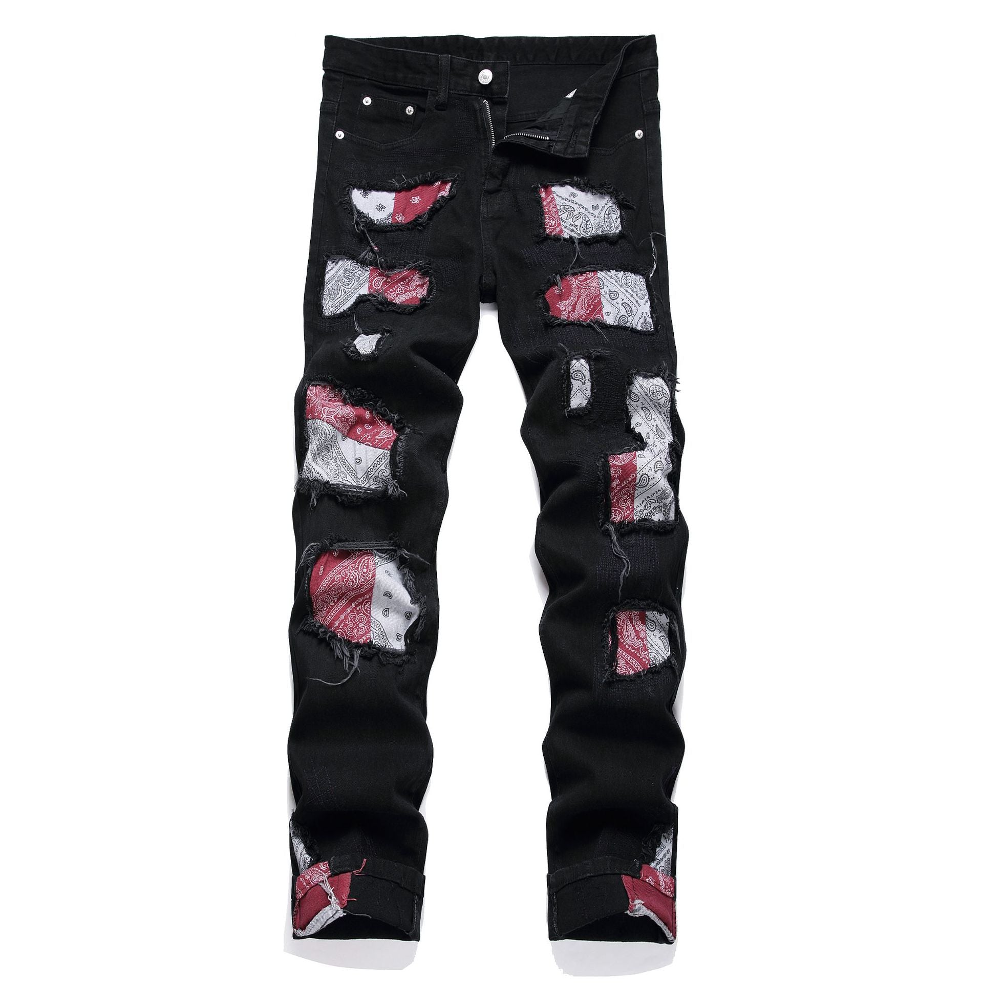 Jeans Men's Style Fashion Ripped Patch ShopWithASmile.com
