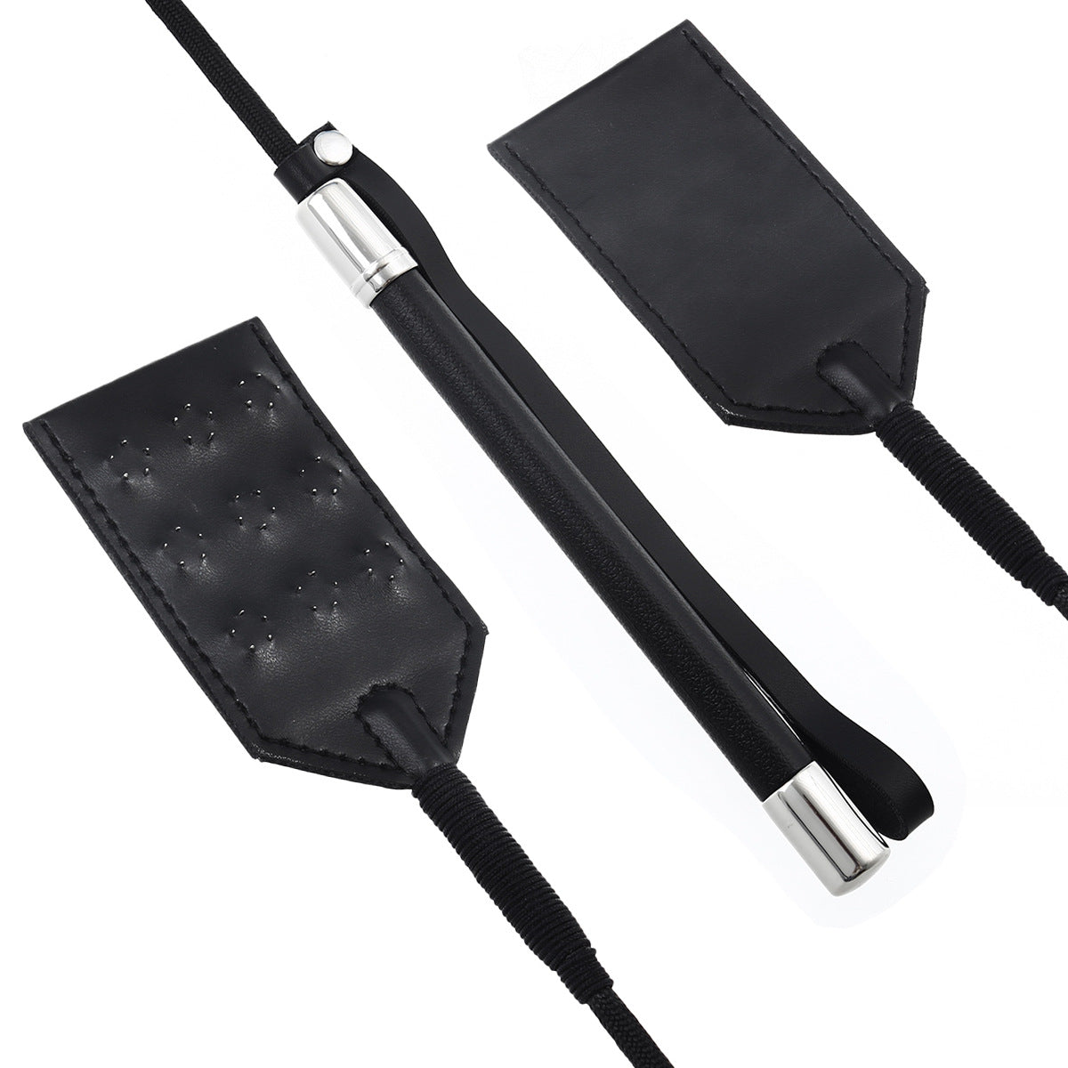 Training Props Black Long Whip Pointed Nail Leather Racket