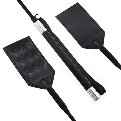 Training Props Black Long Whip Pointed Nail Leather Racket