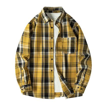 Retro Plaid Shirt Lapel Men's Long-sleeved Jacket ShopWithASmile7.com