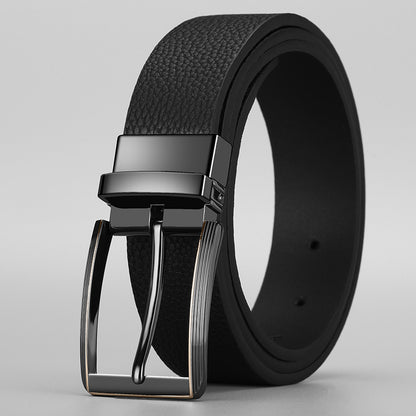 Advanced Texture Boys Trend Belt Rotatable Pin Buckle Two-color Double-sided Available ShopWithASmile7.com