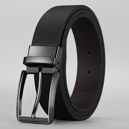 Advanced Texture Boys Trend Belt Rotatable Pin Buckle Two-color Double-sided Available ShopWithASmile7.com