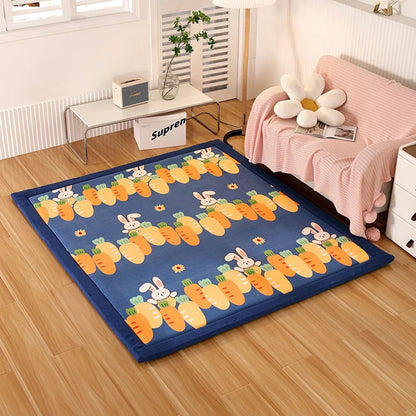 Japanese Style 3CM Thickeness Coral Fleece Velvet Mats Thickening Camel Bed Mattress Living Room Tatami Carpet Baby Crawling Mat