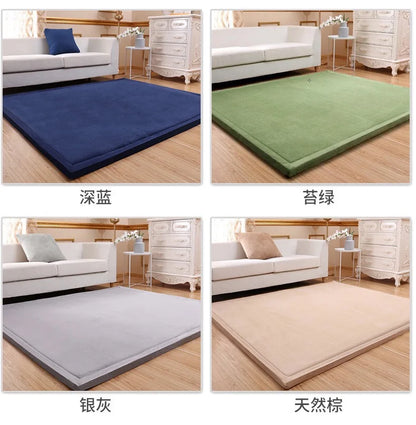 Japanese Style 3CM Thickeness Coral Fleece Velvet Mats Thickening Camel Bed Mattress Living Room Tatami Carpet Baby Crawling Mat