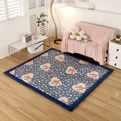 Japanese Style 3CM Thickeness Coral Fleece Velvet Mats Thickening Camel Bed Mattress Living Room Tatami Carpet Baby Crawling Mat