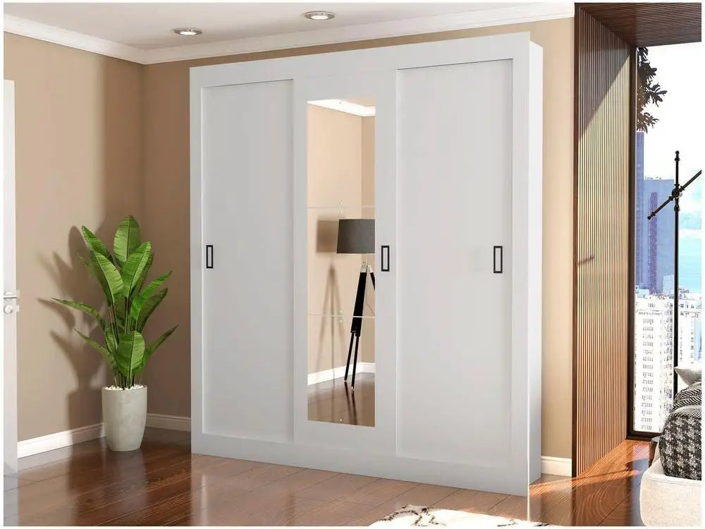 Araplac Melissa Glass Wardrobe Couple with Mirror 3 Sliding Doors