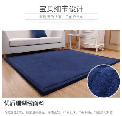 Japanese Style 3CM Thickeness Coral Fleece Velvet Mats Thickening Camel Bed Mattress Living Room Tatami Carpet Baby Crawling Mat