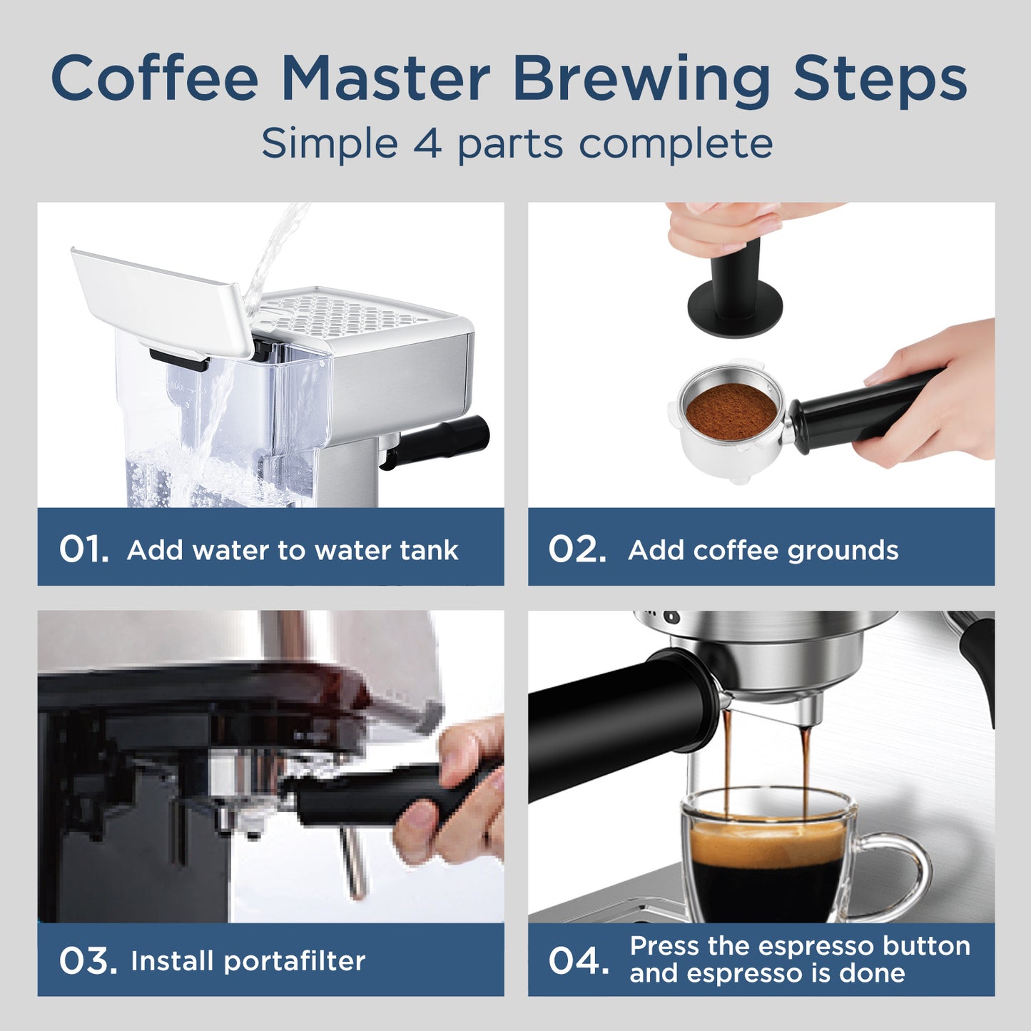Geek Chef Espresso Machine, 20 Bar Espresso Machine With Milk Frother For Latte, Cappuccino, Macchiato, For Home Espresso Maker, 1.8L Water Tank, Stainless Steel, Ban On Amazon ShopWithASmile.com
