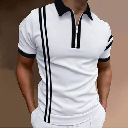 European And American New Men's Casual Short-sleeved Digital Printing Slim Pullover Men's Polo Shirt