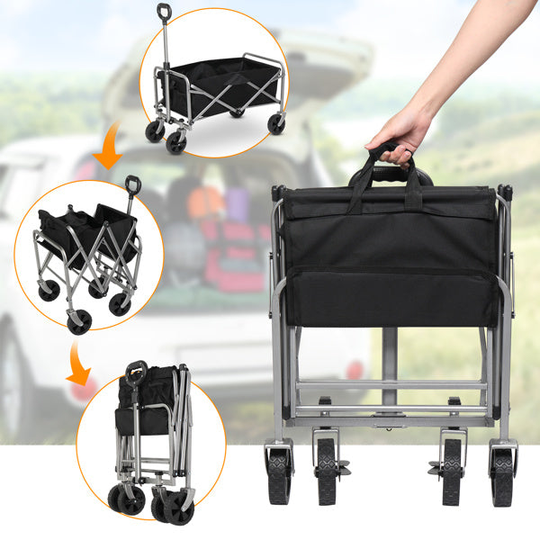 Silver Frame Oxford Cloth Garden Folding Cart ShopWithASmile.com