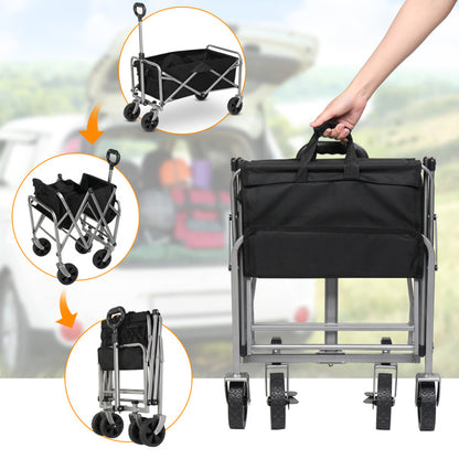 Silver Frame Oxford Cloth Garden Folding Cart ShopWithASmile.com