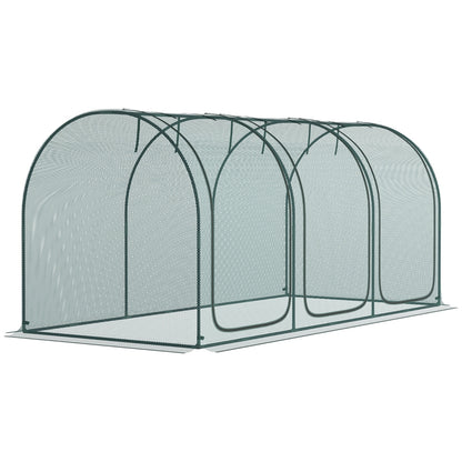 Outsunny 9' X 4' Crop Cage, Plant Protection Tent With Three Zippered Doors, Storage Bag And 6 Groun