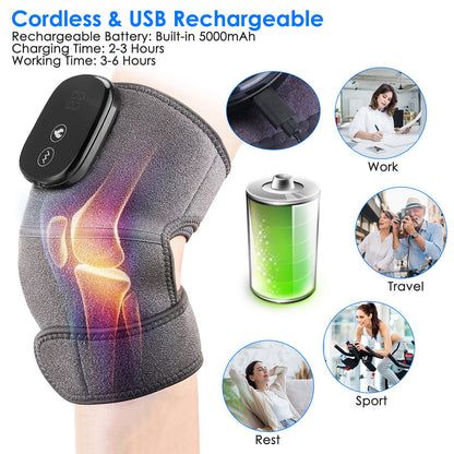 3-In-1 Heated Knee Massager Shoulder Heating Pads Elbow Brace With 3 Level Vibration And Heating Modes For Pain Stress Relief