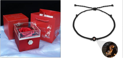 Rotating Soap Flower Rose Gift Box Creative Rotating Rose Jewelry Packaging Box Valentine's Day Gift For Women ShopWithASmile7.com