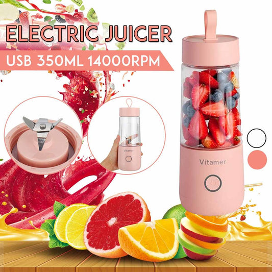 350ml Portable USB Blender Juicer – Rechargeable Electric Smoothie & Juice Maker with Tritan Bottle