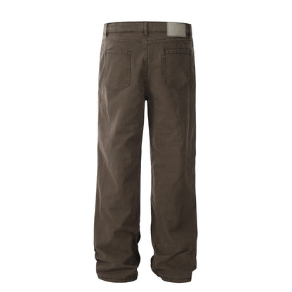 Washed Denim Straight-leg Trousers Men