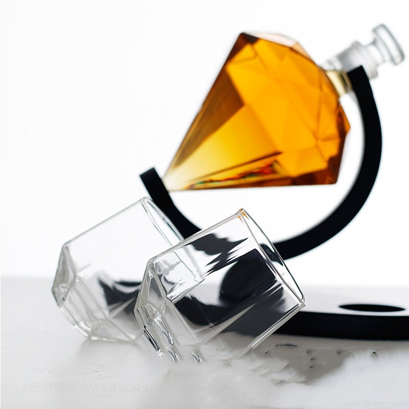 Whiskey Wine Set Suit Diamond Type Wine Bottle Wine Glass Borosilicate Glass Wine Pourer