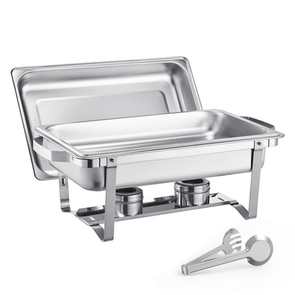 8 Qt 2 Pack Rectangle Chafing Dish Buffet Set Full Size Pan Stainless Steel