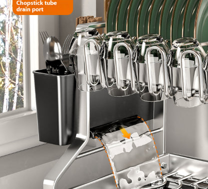 Multi-functional Stainless Steel Double-layer Dish Rack Cup Holder