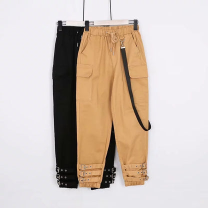 Autumn Women's Ankle Elastic Buckle Overalls