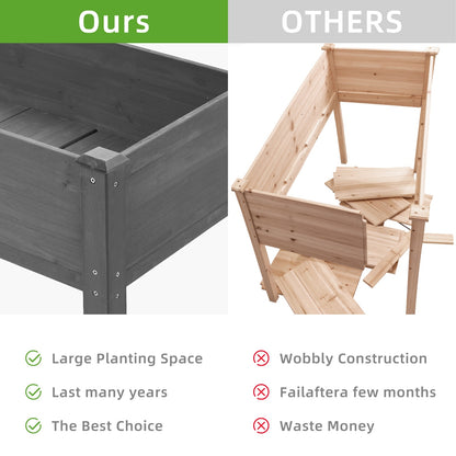 Raised Garden Bed With Legs, Elevated Wooden Planter Box For Outdoor Plants