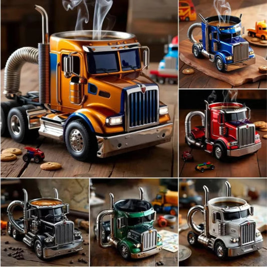 Durable Truck Coffee Mug Semi Truck Handcrafted Coffee Cup Semi-trailer Shaped Semi-Truck Coffee Mugs For Family ShopWithASmile7.com